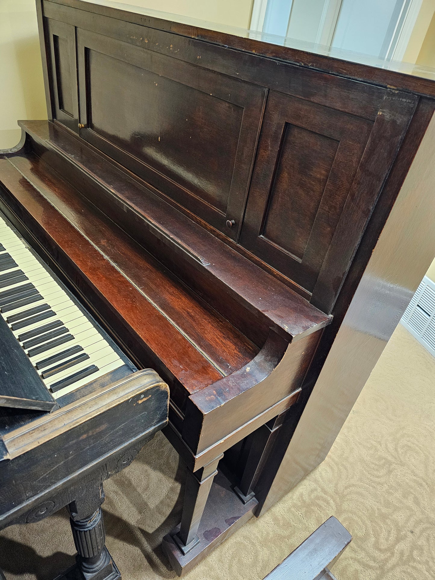 AVAILABLE TO RESTORE: CALL FOR CUSTOM PRICING - 1911 Estey 53" Wood Finish Upright Piano