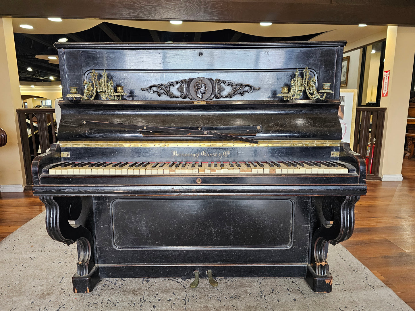 CURRENT SHOP WORK - 1850's Bernareggi 49" Black Wood Finish Upright Piano