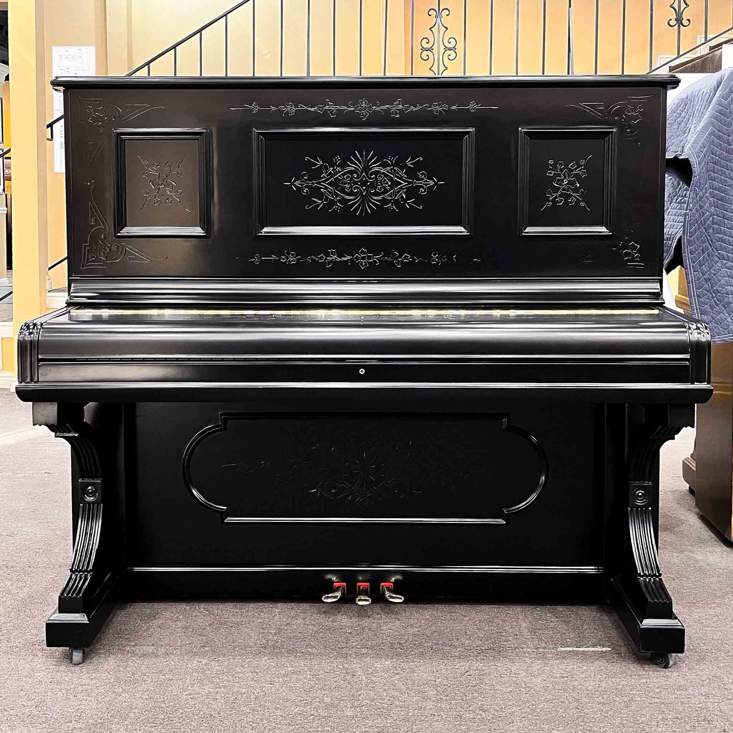 SOLD 1887 Steinway 52" Black Commissioned Upright Piano