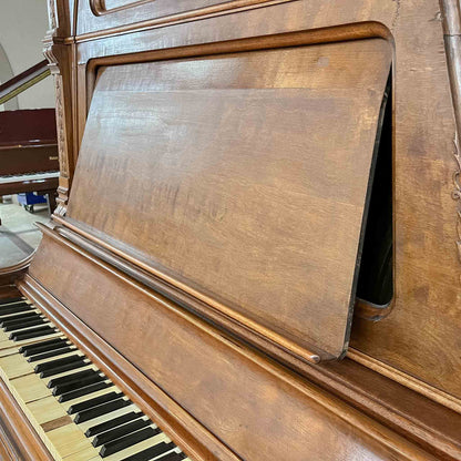 CURRENT SHOP WORK - 1885 Schimmel & Nelson 74" Wood Finish Commissioned Upright Verti-Grand Piano