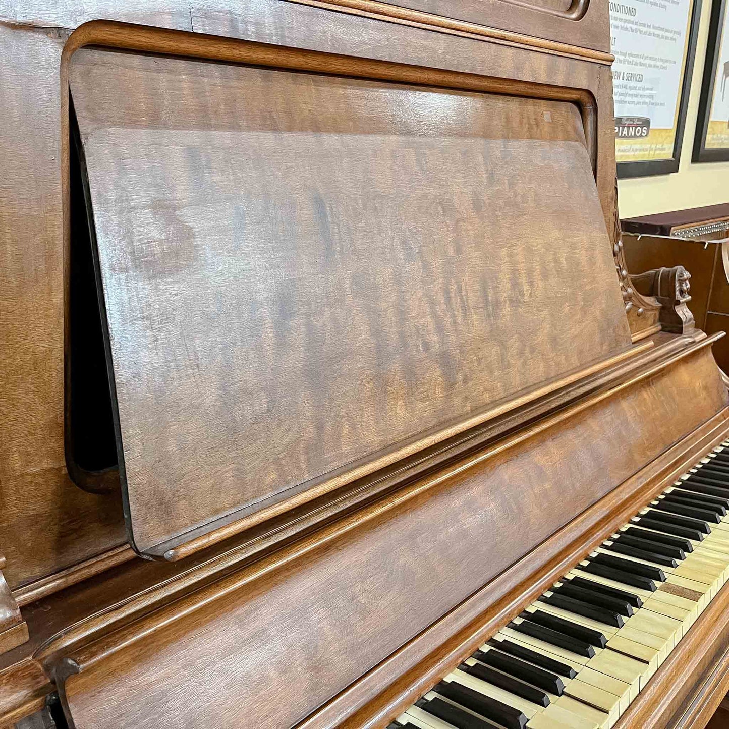 CURRENT SHOP WORK - 1885 Schimmel & Nelson 74" Wood Finish Commissioned Upright Verti-Grand Piano