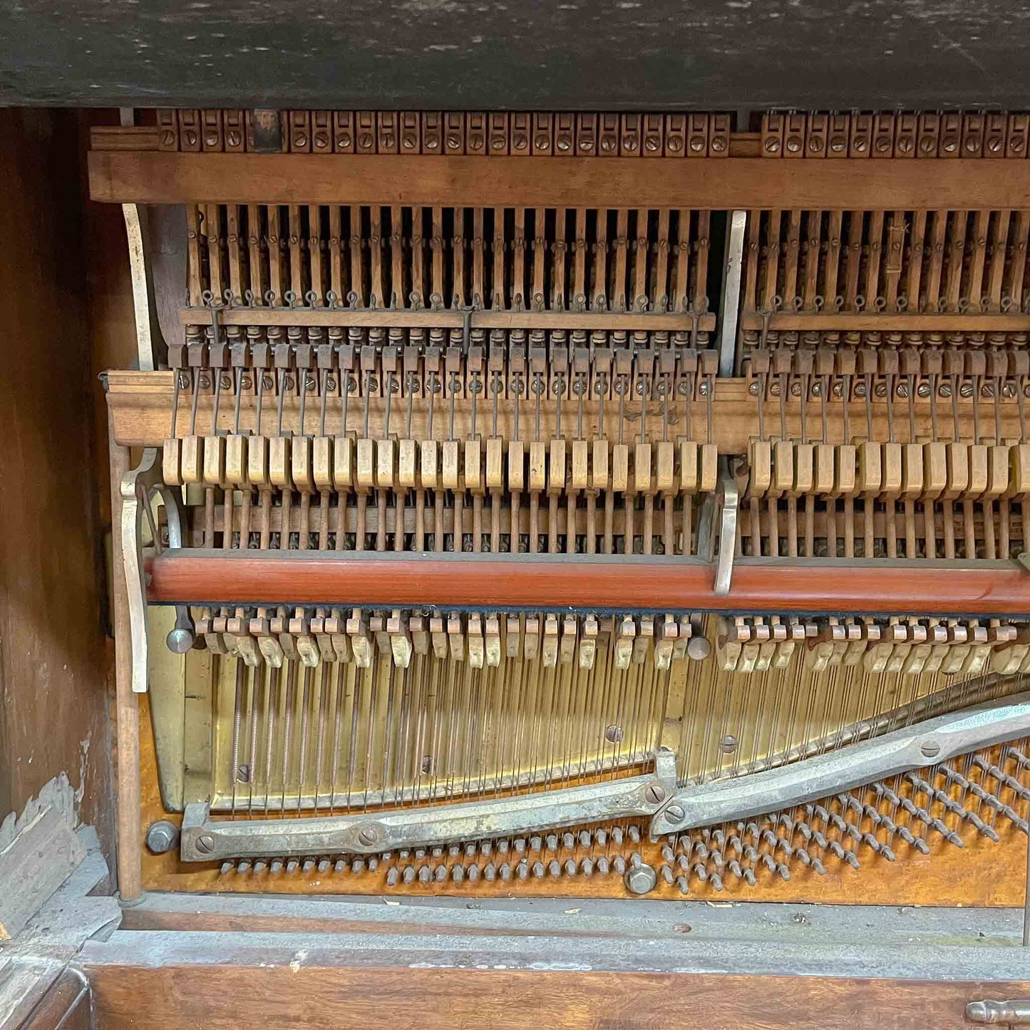 CURRENT SHOP WORK - 1885 Schimmel & Nelson 74" Wood Finish Commissioned Upright Verti-Grand Piano