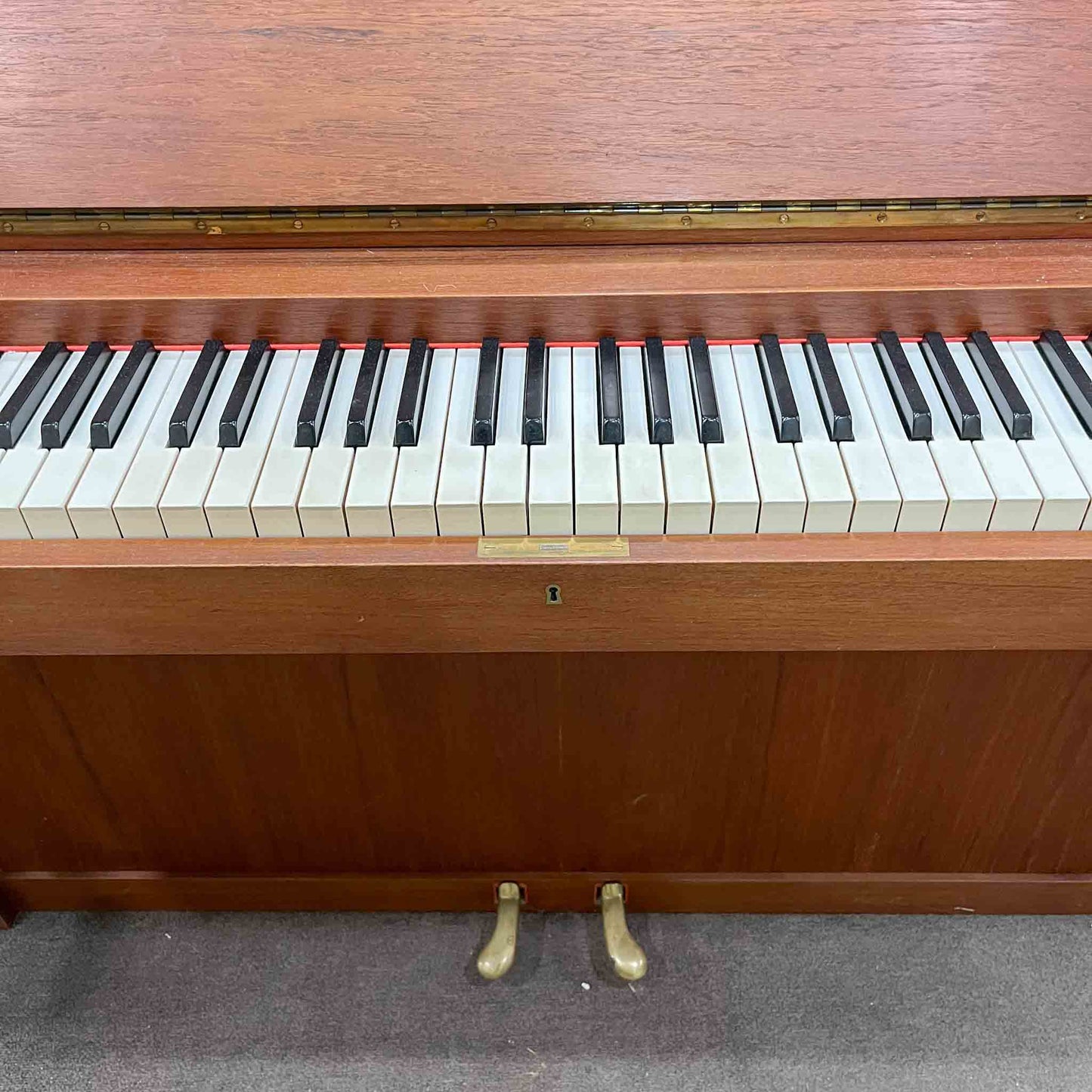 AVAILABLE TO RESTORE: CALL FOR CUSTOM PRICING - 1960 Louis Zwicki 36" Teak Wood Finish Spinet Piano