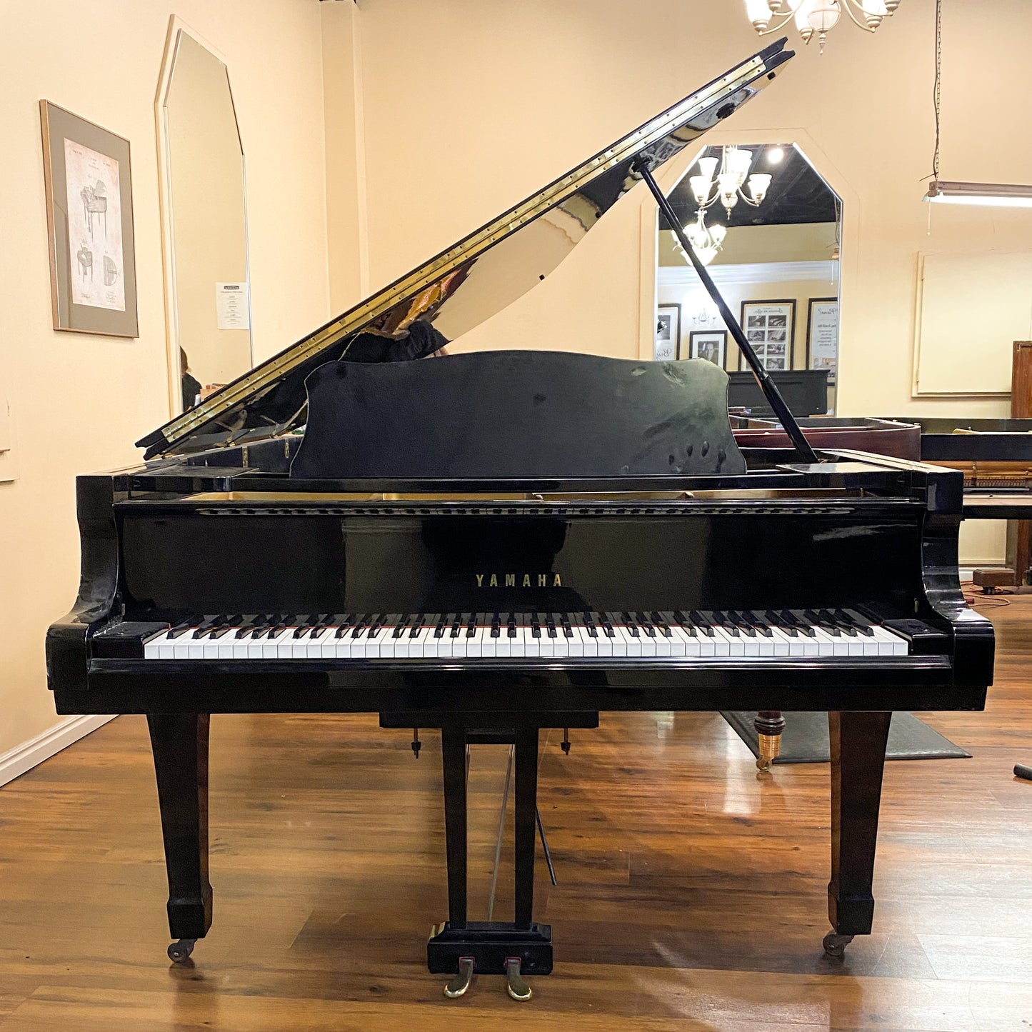 SOLD 1968 Yamaha C7 7'6" Commissioned Grand Piano - Custom Blue Plate!