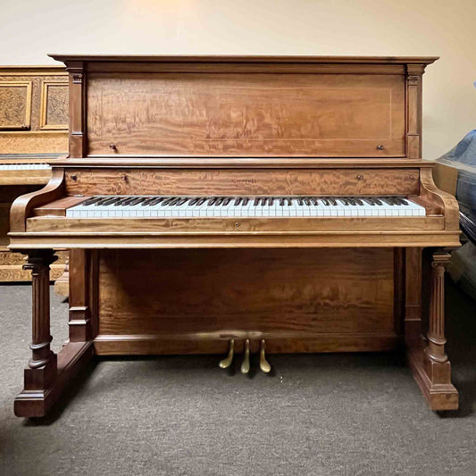 CURRENT SHOP WORK - 1903 Everett 55" Wood Finish Commissioned Upright Piano