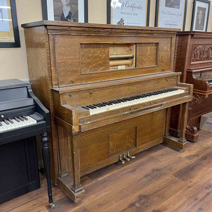 CURRENT SHOP WORK - 1912 AutoPiano 55" Wood Finish Commissioned Upright Player Piano