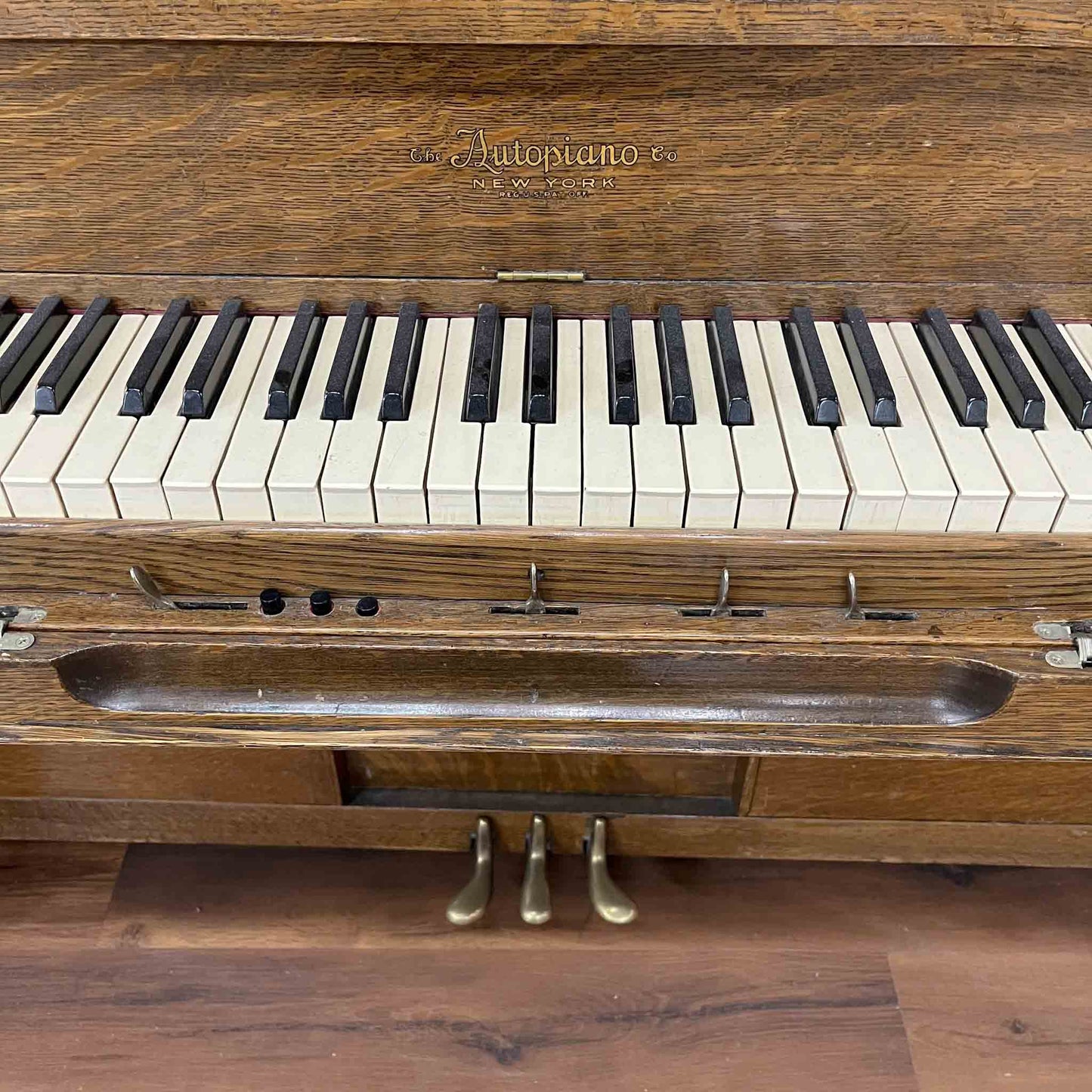 SOLD 1912 AutoPiano 55" Wood Finish Commissioned Upright Player Piano