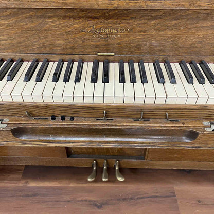 SOLD 1912 AutoPiano 55" Wood Finish Commissioned Upright Player Piano