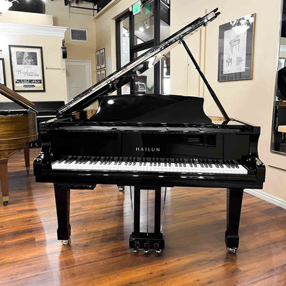 SOLD Hailun 178 5'10" Custom Nickel Trim Polished Black Grand Piano with Self Playing QRS System