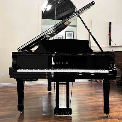 SOLD Hailun 178 5'10" Custom Nickel Trim Polished Black Grand Piano with Self Playing QRS System