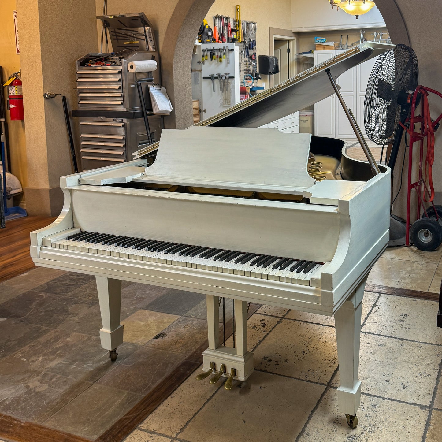 CURRENT SHOP WORK - 1929 Kurtzmann White Finish Commissioned Grand Piano with Self-Playing QRS System