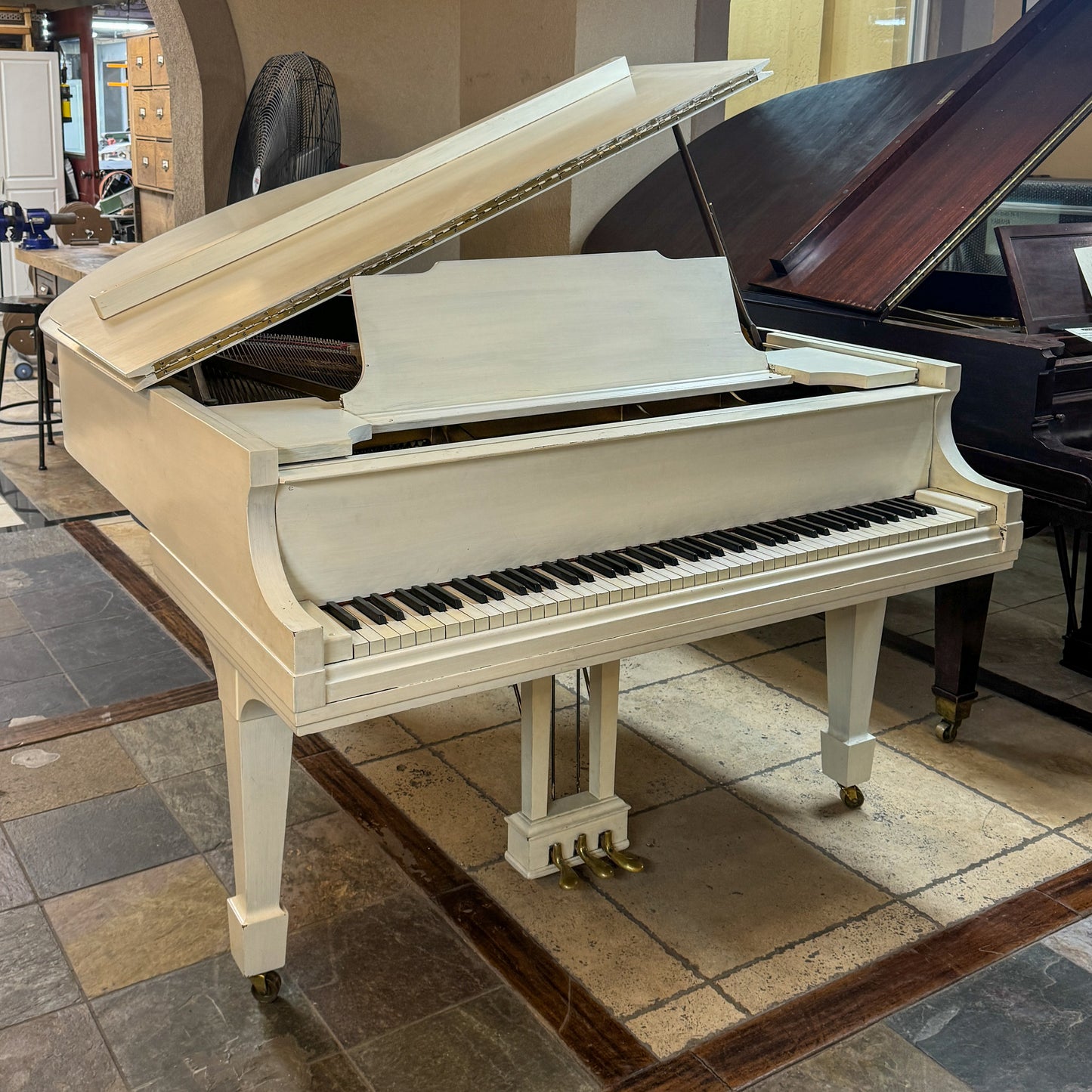 CURRENT SHOP WORK - 1929 Kurtzmann White Finish Commissioned Grand Piano with Self-Playing QRS System