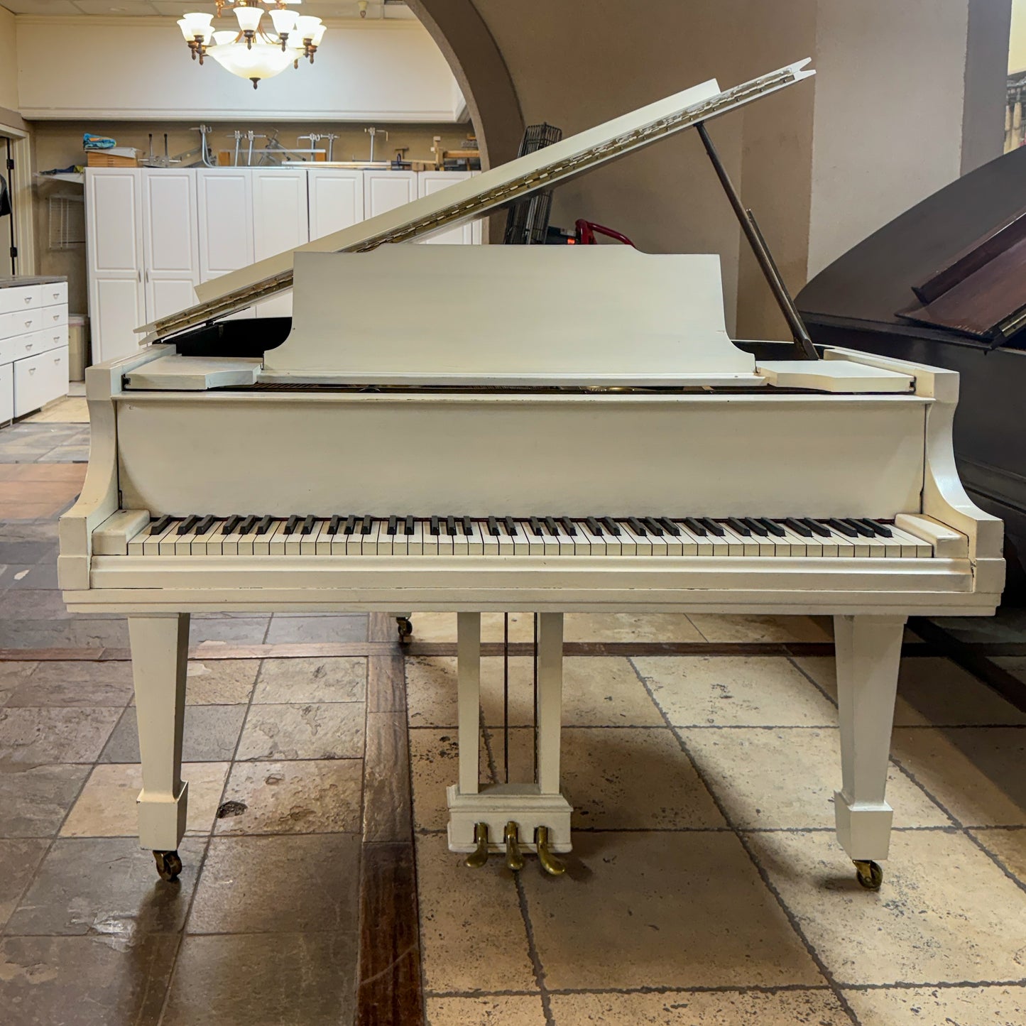 CURRENT SHOP WORK - 1929 Kurtzmann White Finish Commissioned Grand Piano with Self-Playing QRS System