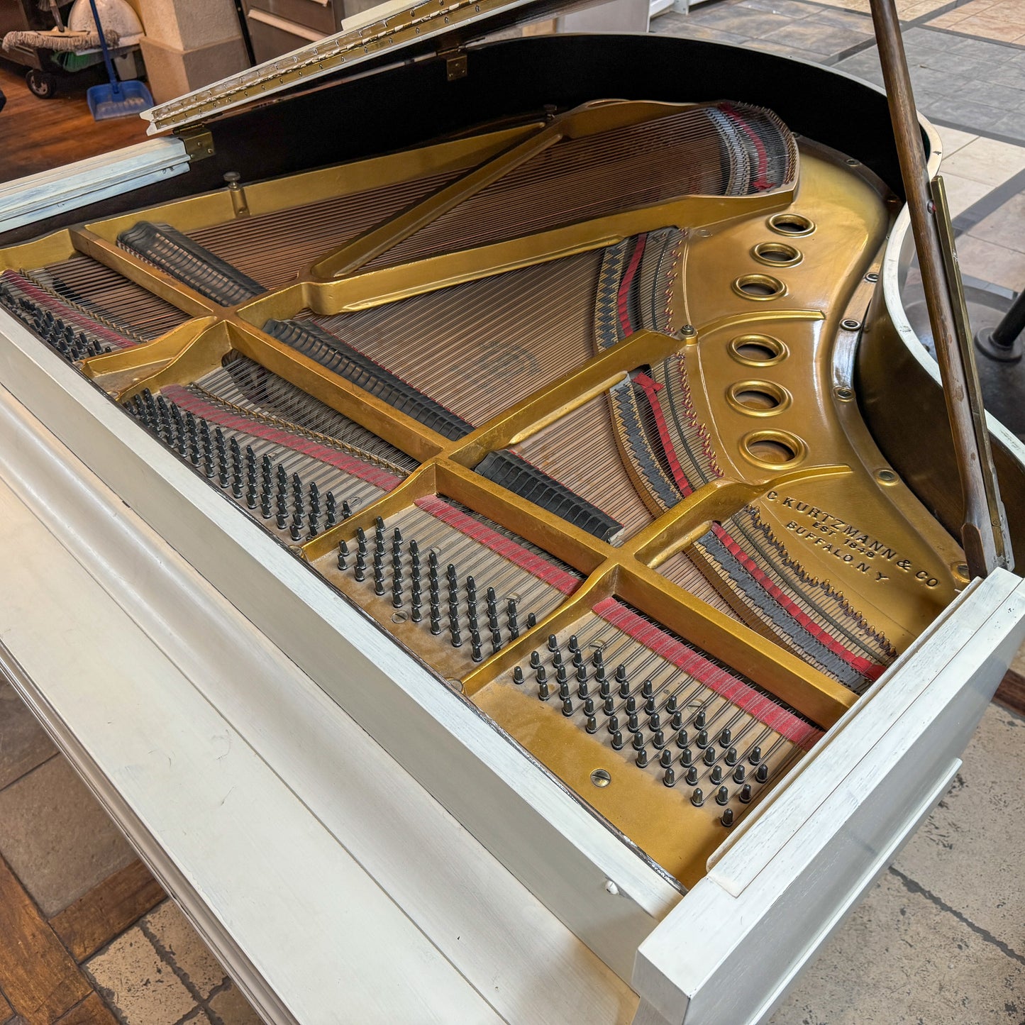 CURRENT SHOP WORK - 1929 Kurtzmann White Finish Commissioned Grand Piano with Self-Playing QRS System