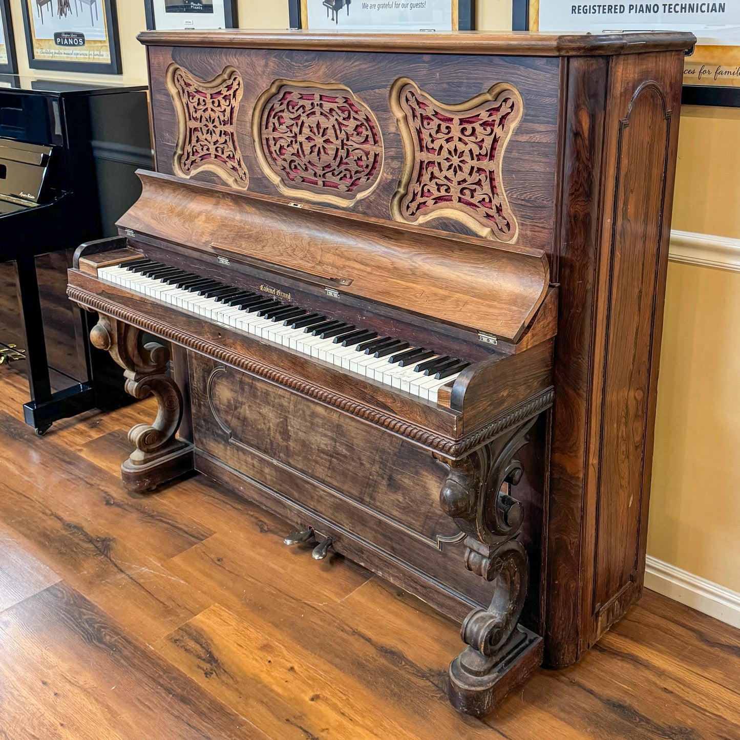 SOLD 1880's Rosewood Commissioned Cabinet Grand Upright Piano