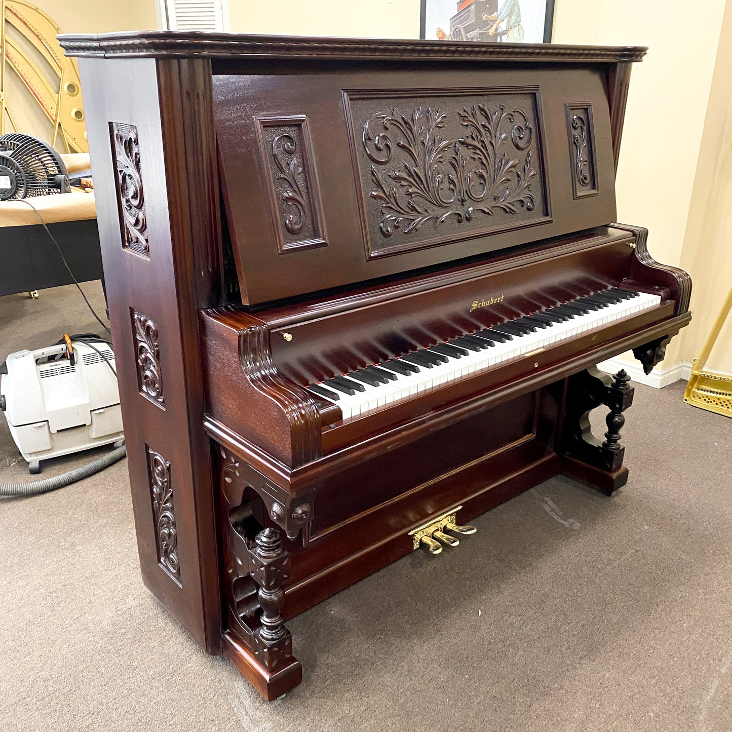 SOLD 1890 Schubert Mahogany Finish Commissioned Upright Piano