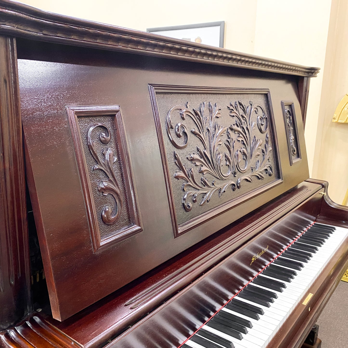 SOLD 1890 Schubert Mahogany Finish Commissioned Upright Piano