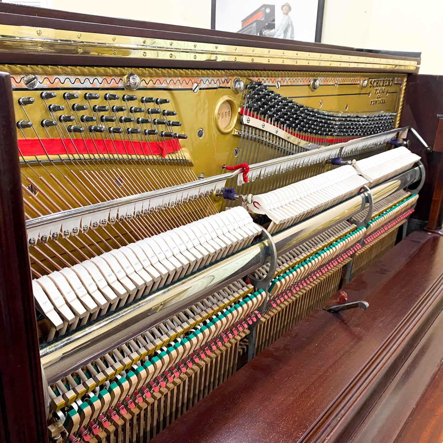 SOLD 1890 Schubert Mahogany Finish Commissioned Upright Piano