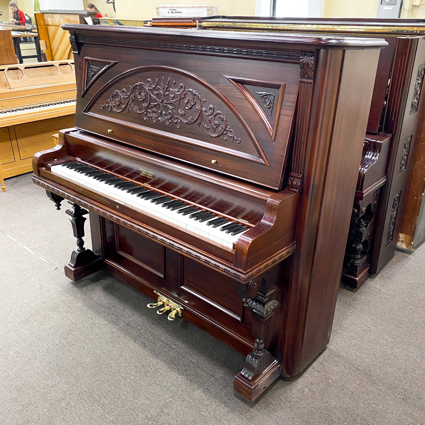 SOLD 1901 Steger Commissioned Mahogany Wood Finish Upright Piano