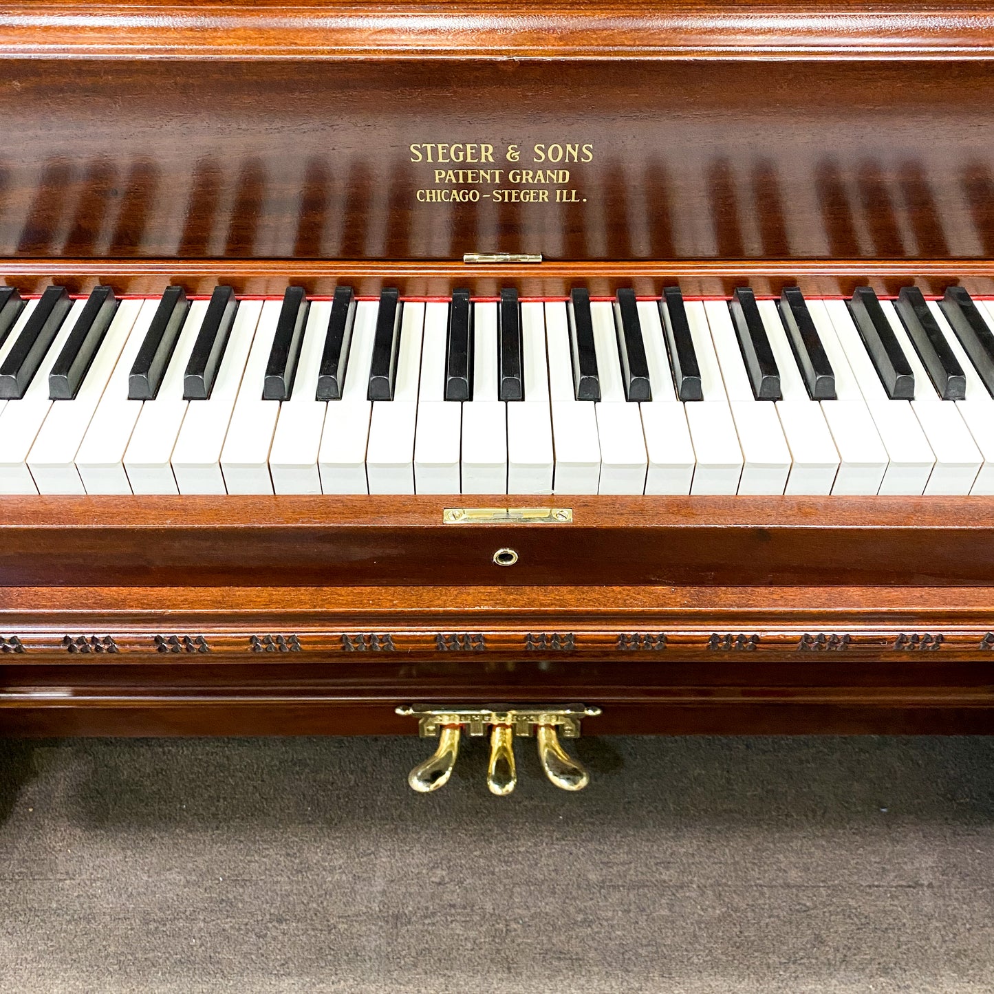 SOLD 1901 Steger Commissioned Mahogany Wood Finish Upright Piano