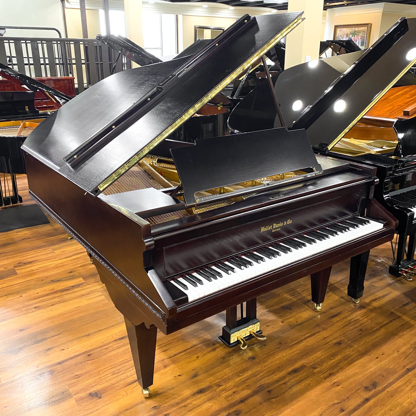 1885 Hallet Davis Black Grand Piano with QRS Digital Player System