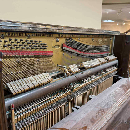 1908 Wing & Son 57" Wood Finish Upright Piano