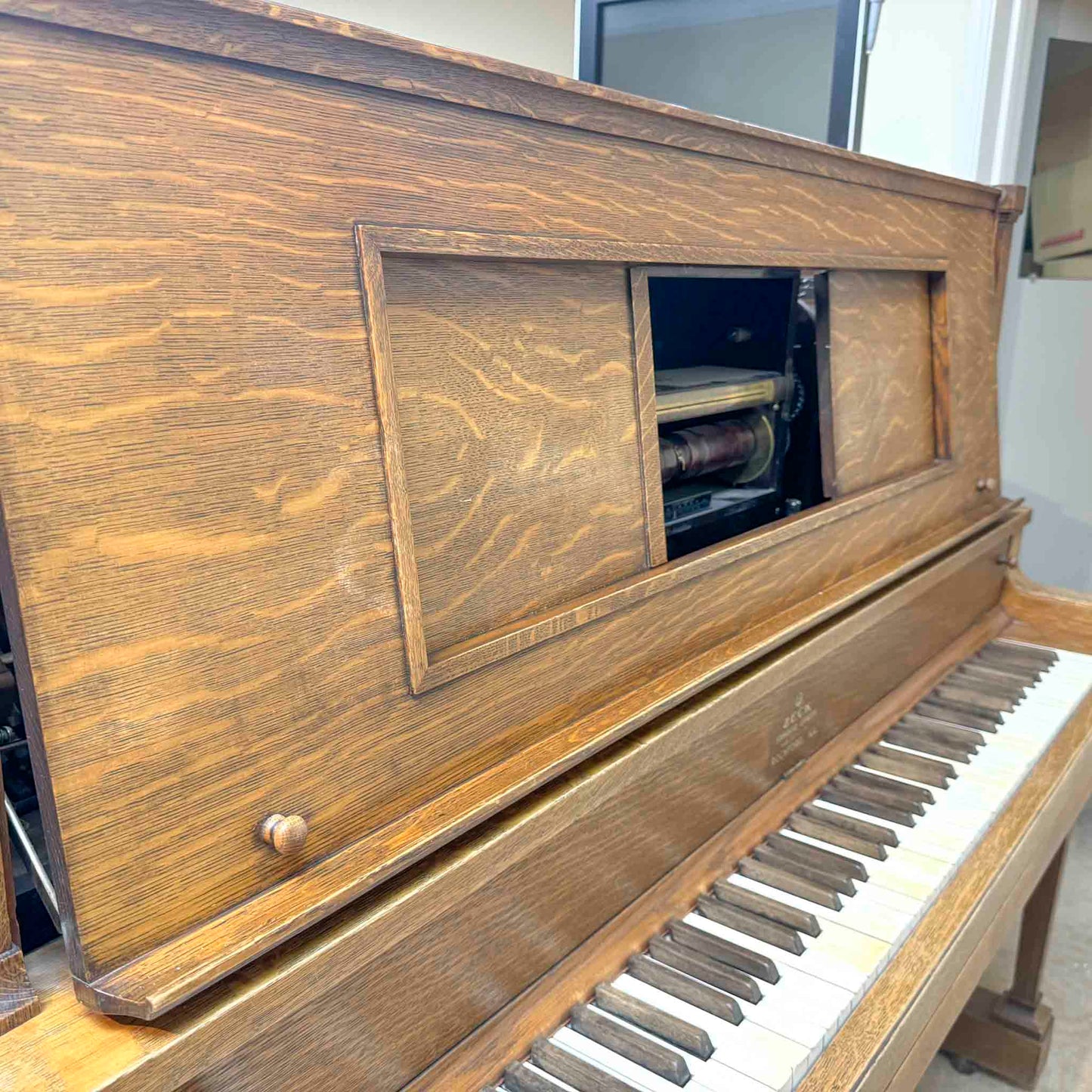 SOLD 1920 Zeck 54" Commissioned Upright Player Piano