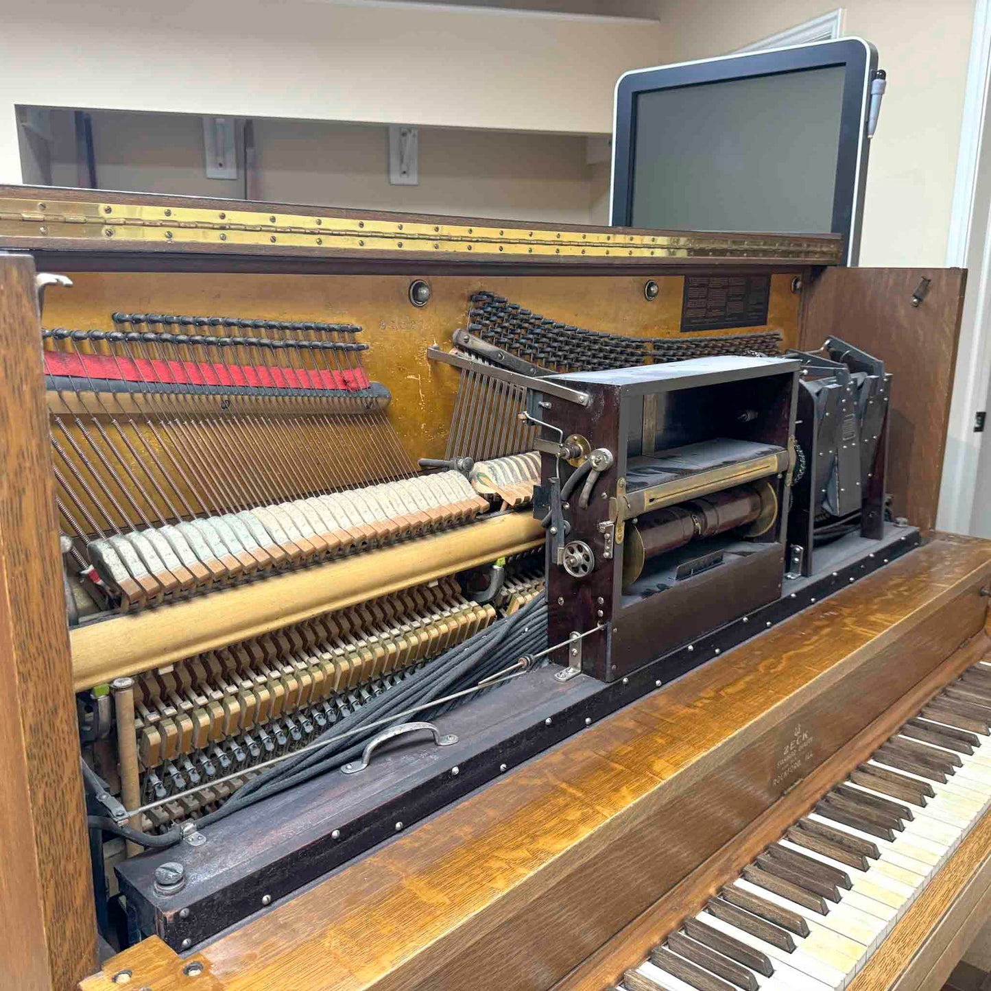 SOLD 1920 Zeck 54" Commissioned Upright Player Piano