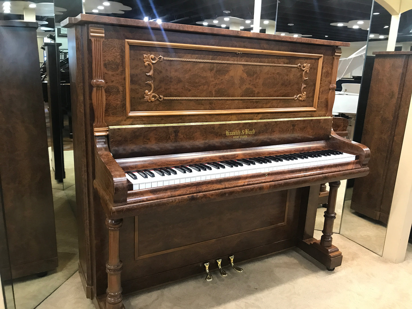 1905 Kranich & Bach 54" Walnut Wood Finish Upright Piano