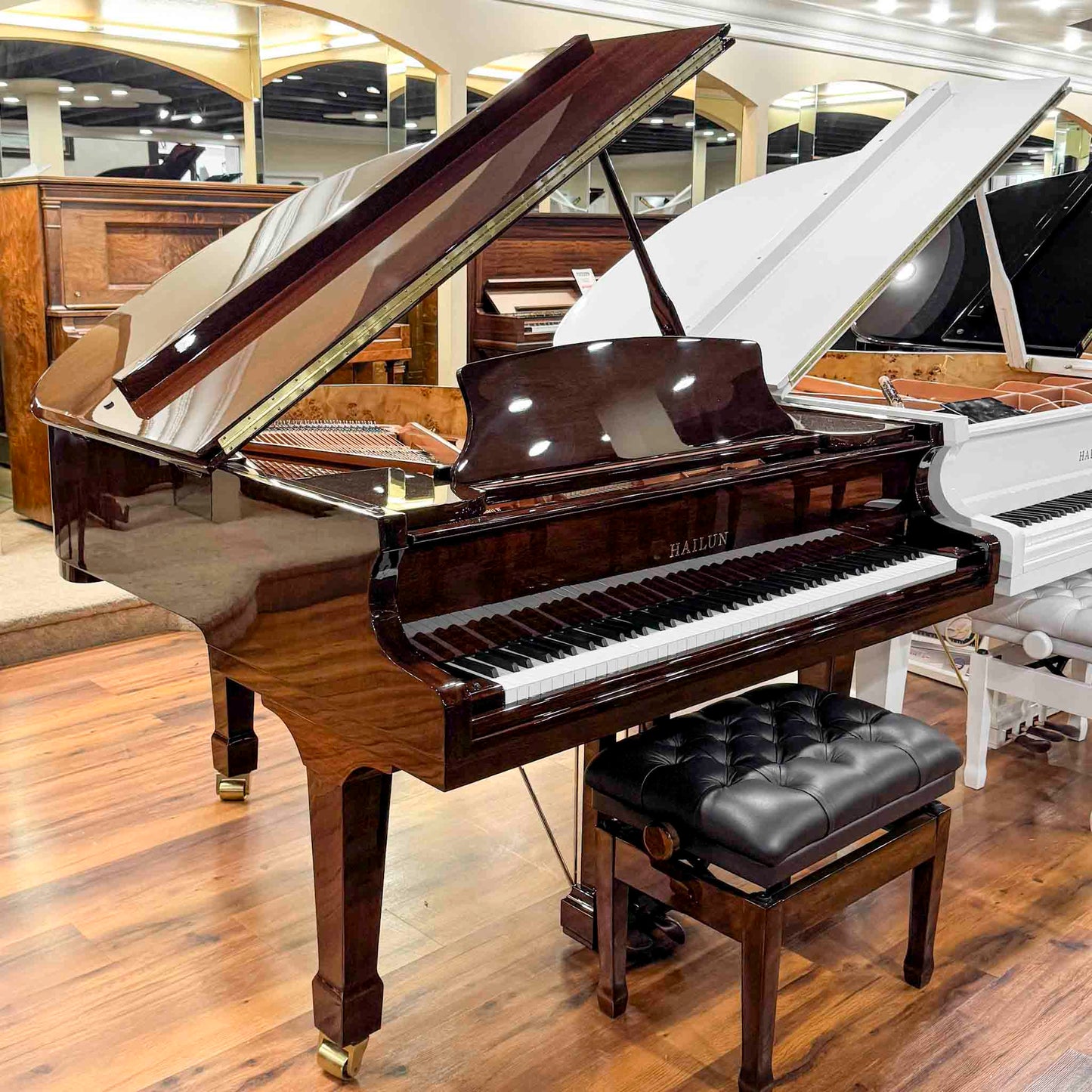 Hailun 151 5' Polished Walnut Baby Grand with Self-Playing System