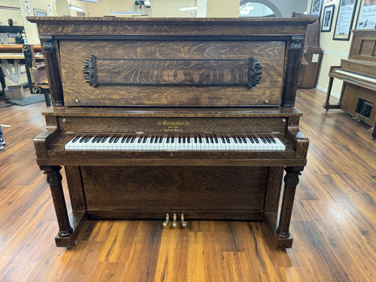 SOLD 1913 Brewster 56" Wood Finish Commissioned Upright Piano