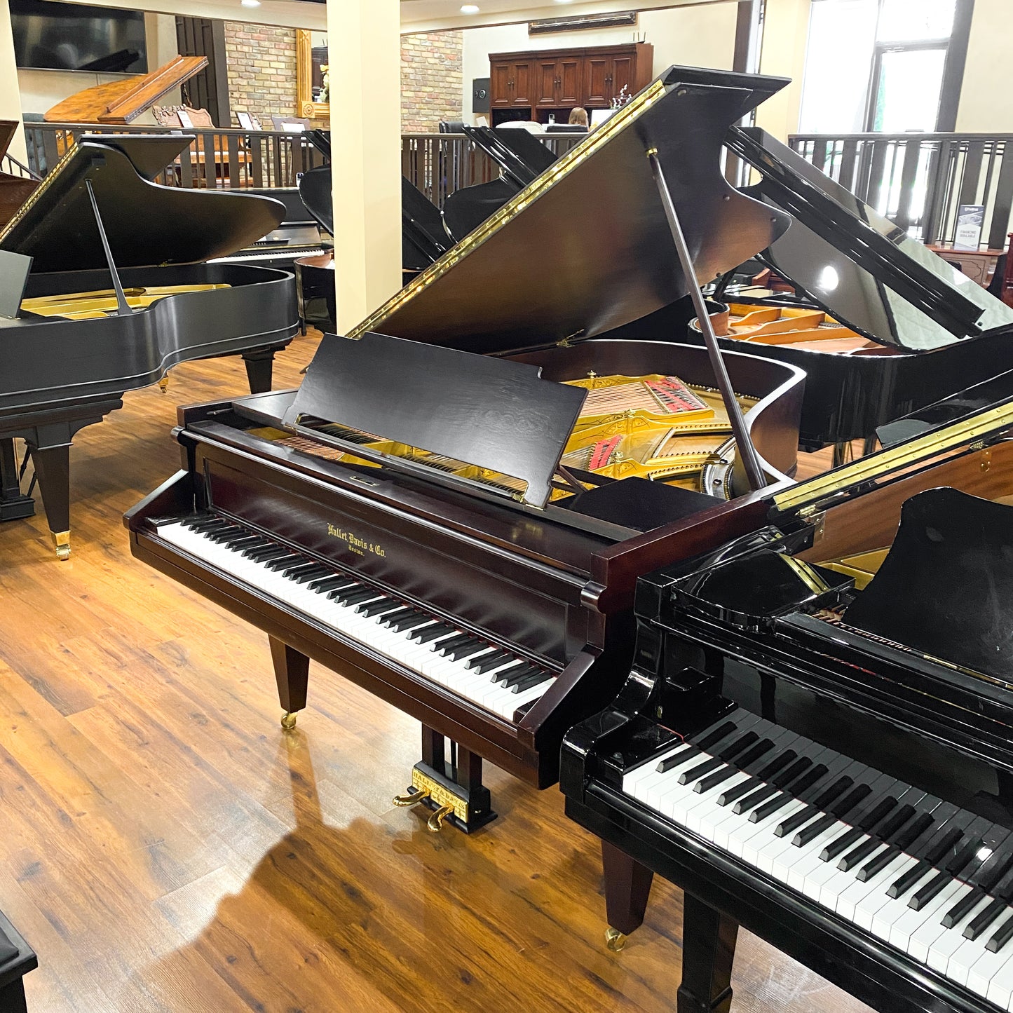 1885 Hallet Davis Black Grand Piano with QRS Digital Player System