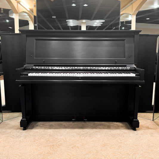 1924 Steinway 49" Satin Black Upright Piano - with QRS Self Playing System