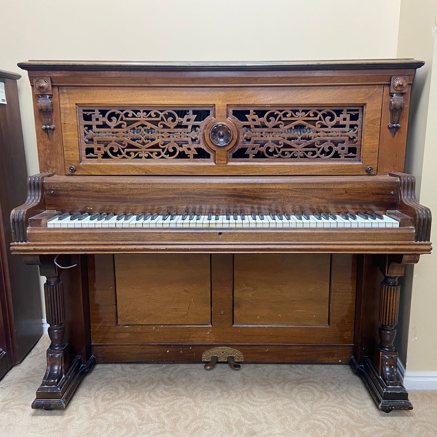 AVAILABLE TO RESTORE: CALL FOR CUSTOM PRICING - Tall Wood Finish #31427 Upright Piano