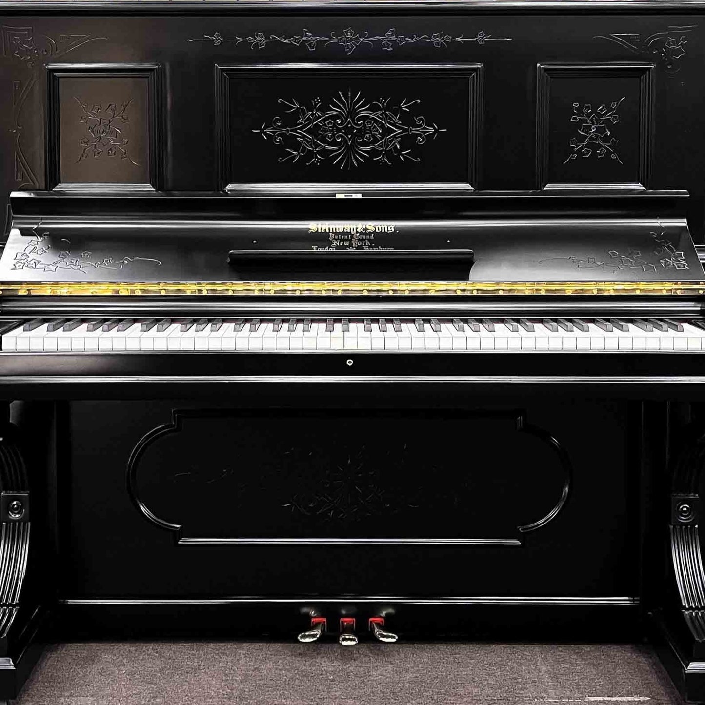 SOLD 1887 Steinway 52" Black Commissioned Upright Piano