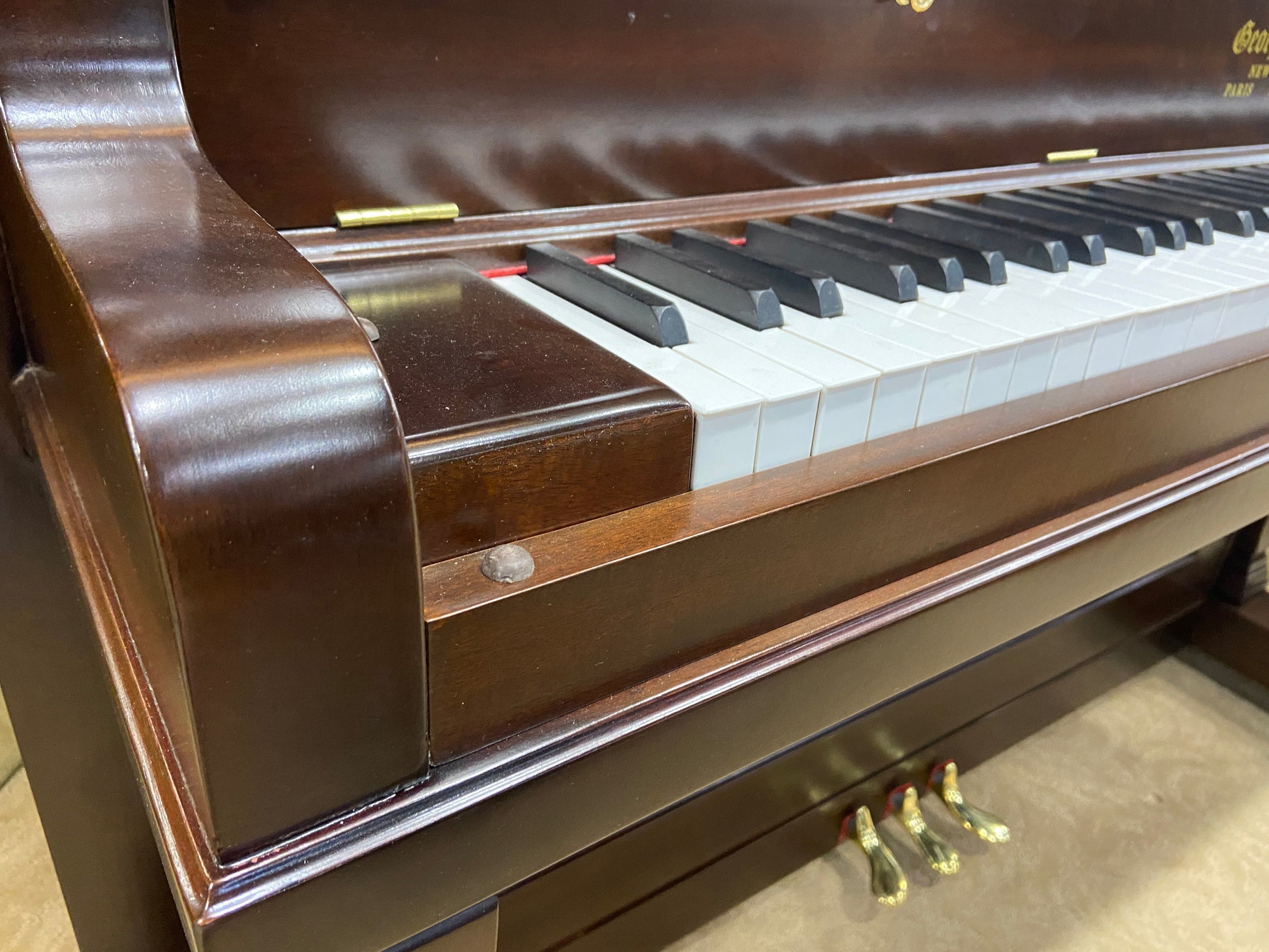 Image 3 of 1900 George Steck Upright / 54" / Mahogany / QRS #170021 PNO221400071
 (same serial # as Roney Steinway)