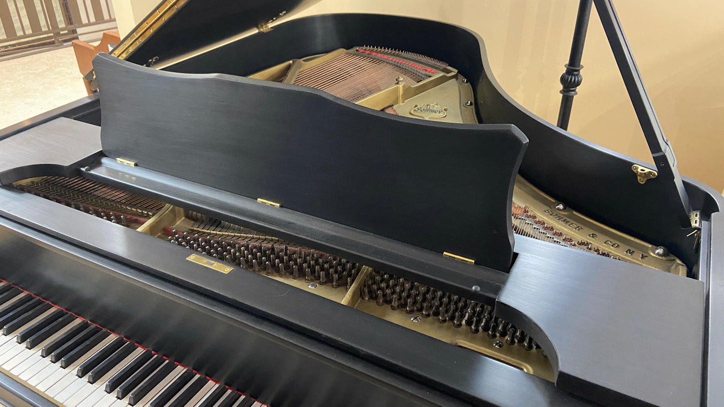 Image 5 of Black Satin Refinished Grand Piano with ORIGINAL Ebony Keytops That Look Like NEW!