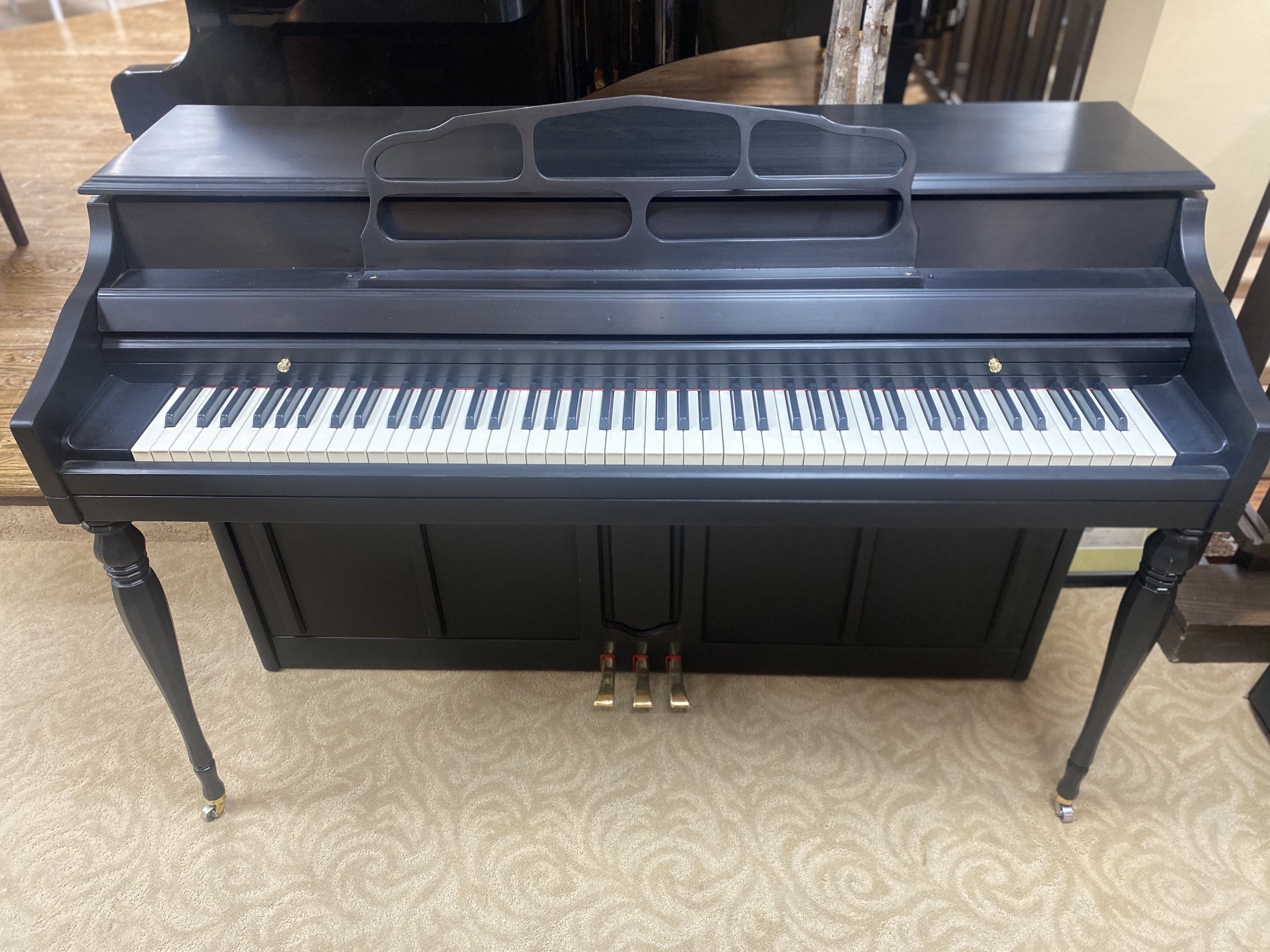 RENTED 1974 Wurlitzer Black Spinet Piano - Brigham Larson Pianos